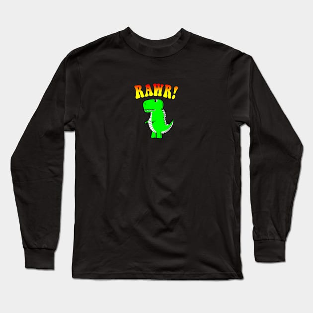 Cute T-Rex Dino Retro Groovy Text Long Sleeve T-Shirt by Braznyc